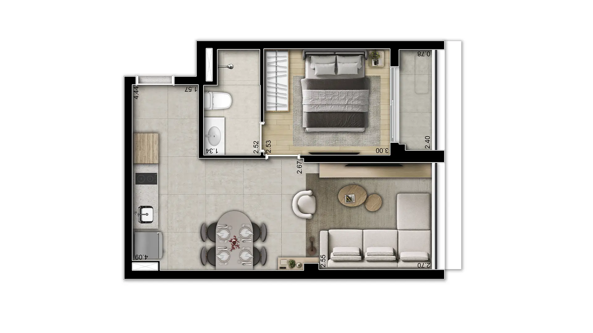 Marques By Cambur Planta 1 Dormitório 41m²